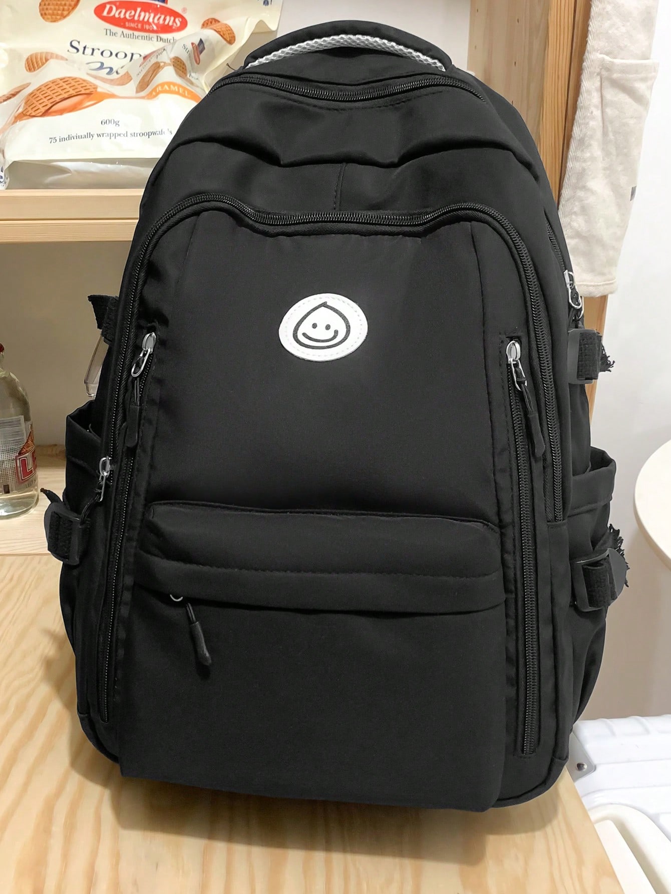 Противоугонный студенческий дорожный рюкзак с несколькими карманамиШкольный рюкзак, черный