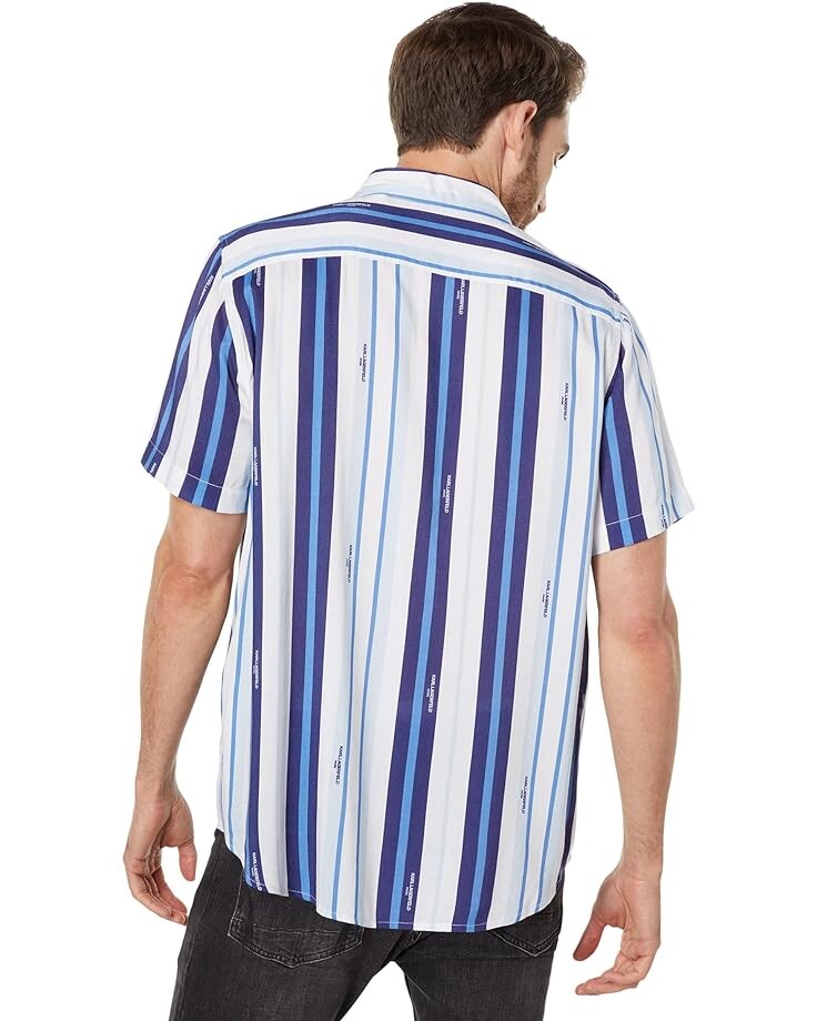 

Рубашка Karl Lagerfeld Paris Logo Stripe Print Short Sleeve Shirt, темно-синий/белый