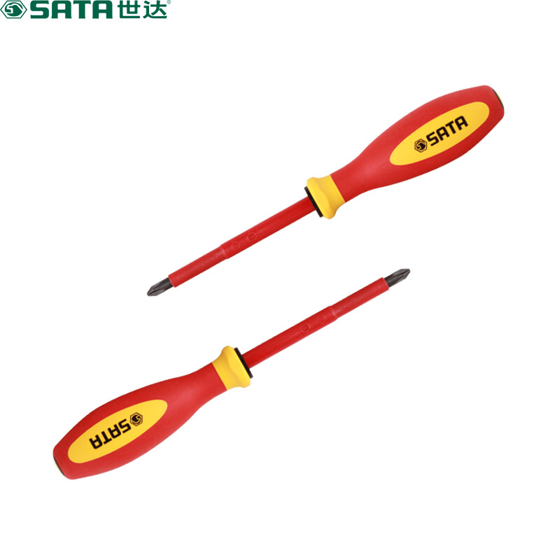 Отвертка Shida SATA 61211 G с двухцветной ручкой и крестовой изоляцией 0*60 мм