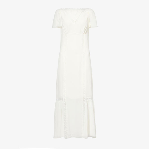 

Платье макси domini из крепа с пышными плечами Reformation, белый