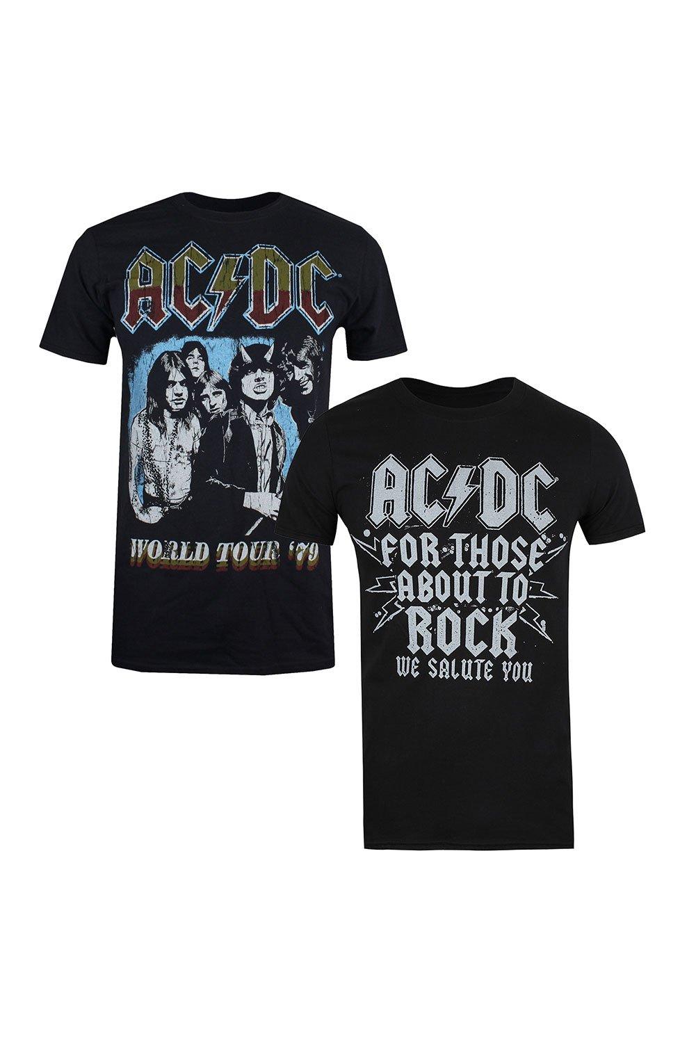 Комплект хлопковых футболок AC/DC, 2 шт., мультиколор популярная музыкальная рок группа ac dc памятная монета из сплава настольное украшение поделки фотоподарок