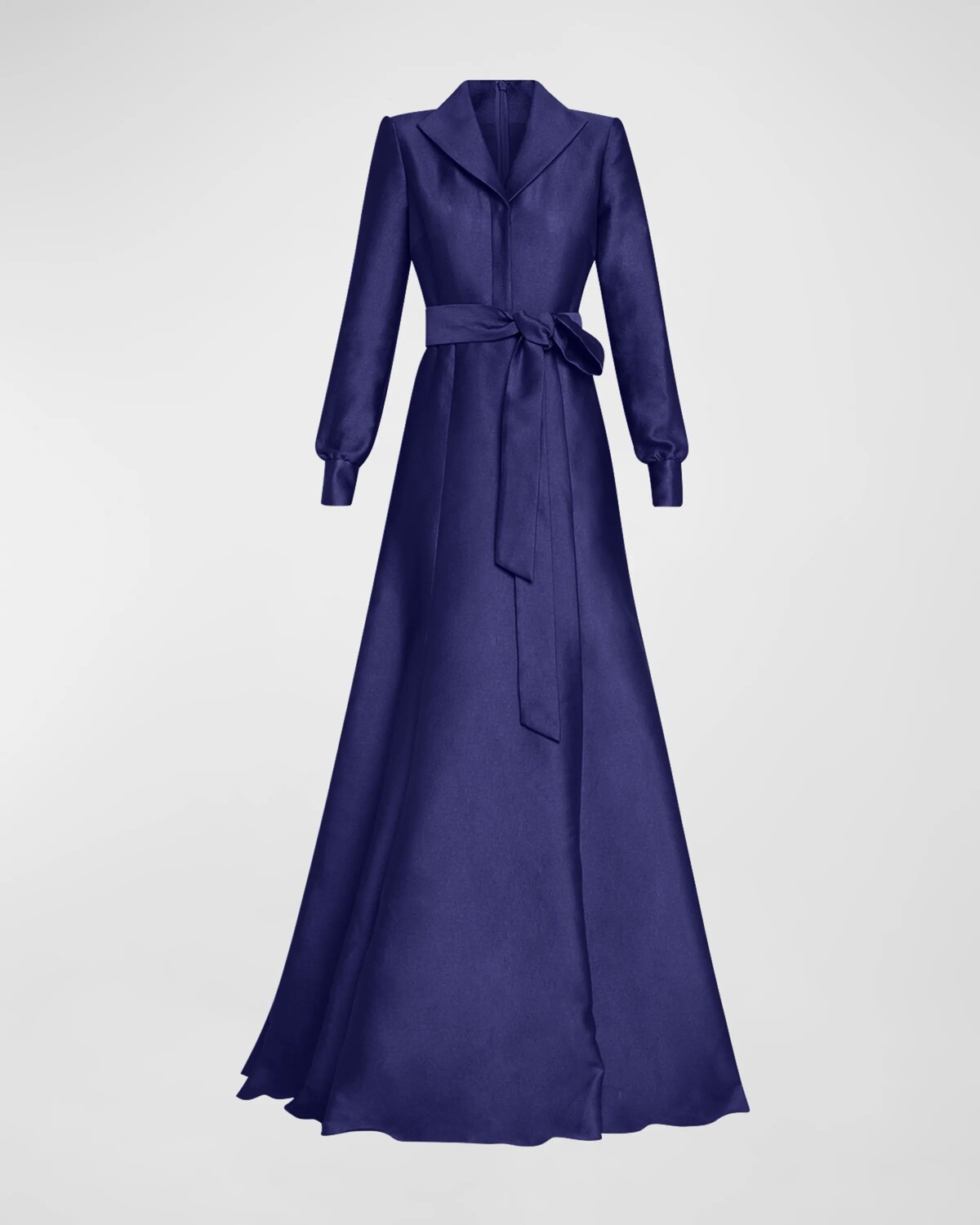 

Платье-рубашка из блестящего жаккарда с завязками на талии Badgley Mischka Collection, темно-синий