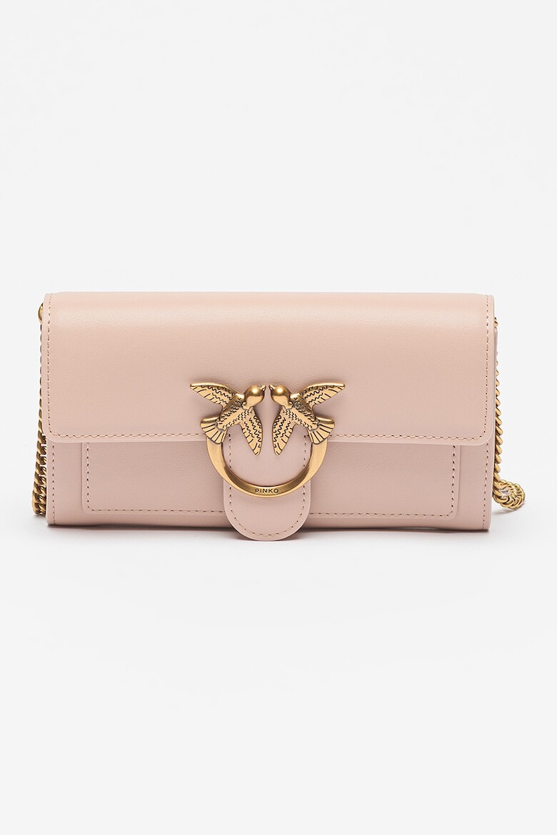 

Кожаная сумка Love One с металлическим логотипом Pinko, розовый