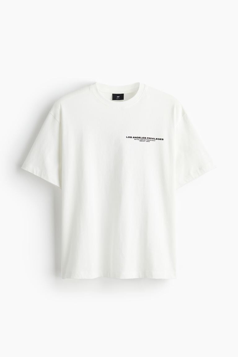

Футболка с принтом свободного кроя H&M, белый