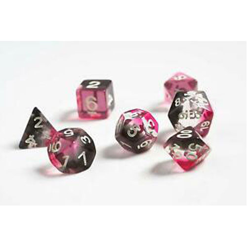 Игровые кубики Pink, Clear, Black Resin Polyhedral Dice Set Sirius Dice