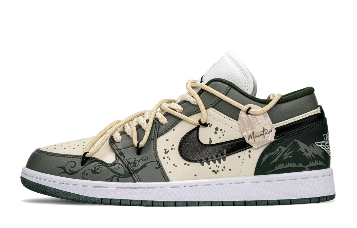 

Кроссовки Air Jordan 1 Vintage Basketball Shoes Women's Low-top Black/green, черный/зеленый
