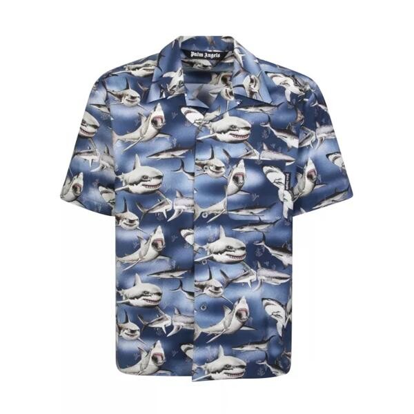 

Футболка multicolor shark bowling shirt Palm Angels, синий