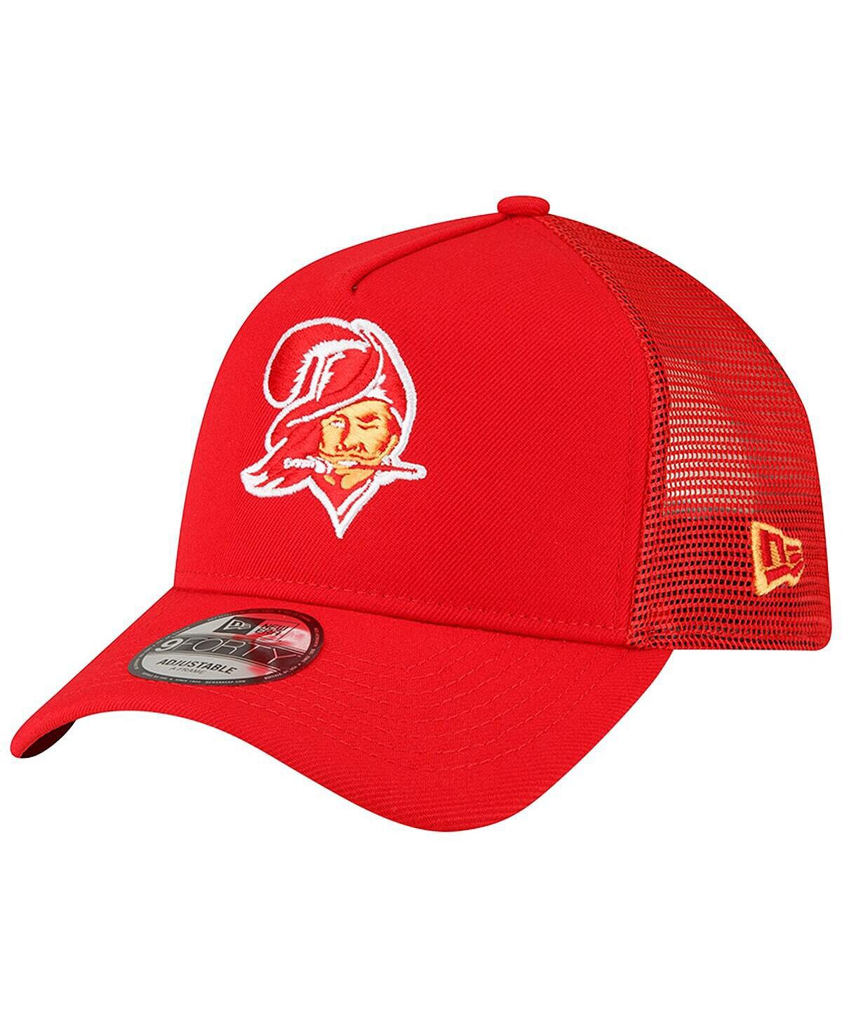 

Мужская красная регулируемая кепка Tampa Bay Buccaneers Throwback Logo A-Frame Trucker 9FORTY New Era