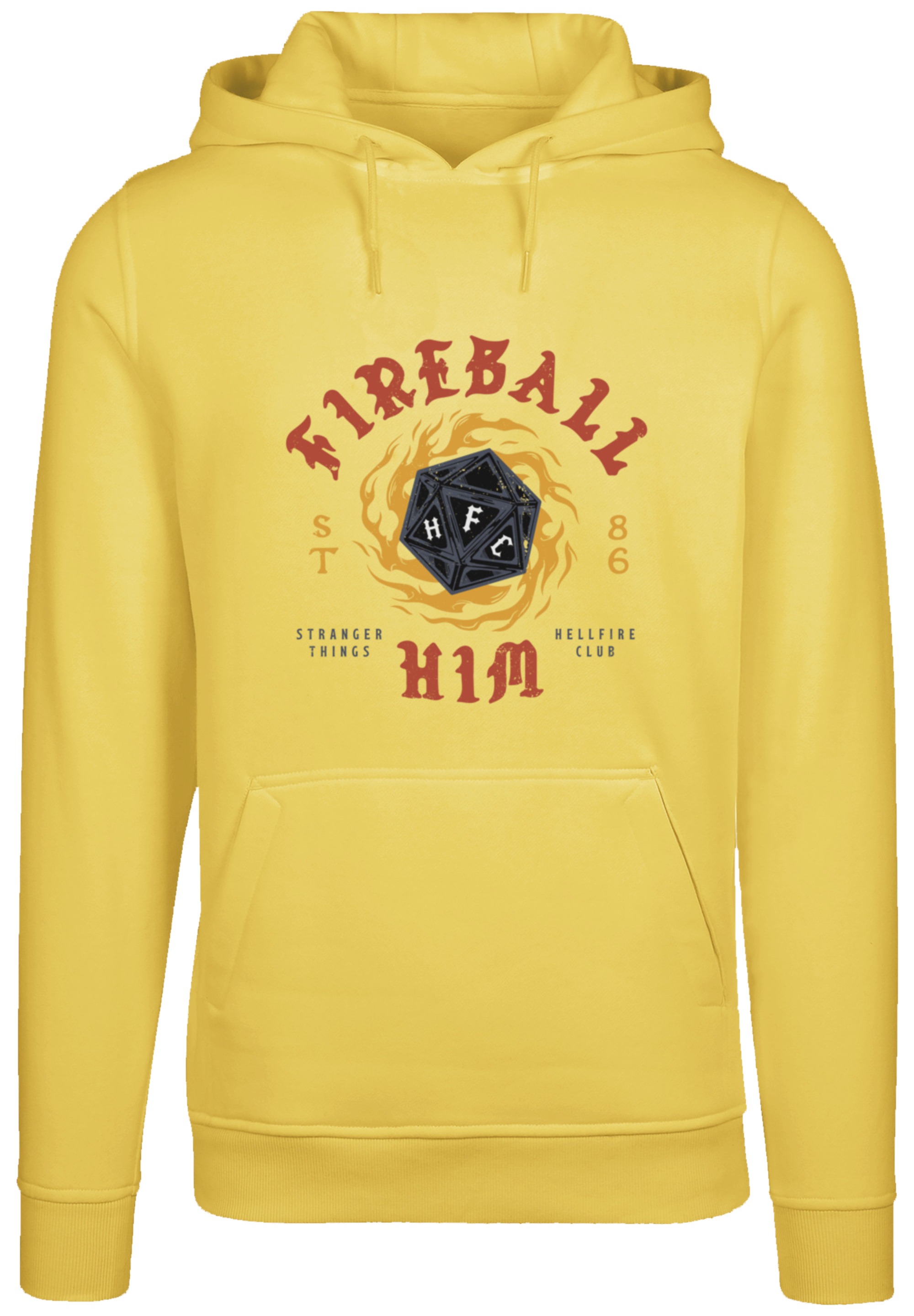 Пуловер F4NT4STIC Hoodie Stranger Things Fireball Dice 86 Netflix TV Series, цвет taxi yellow