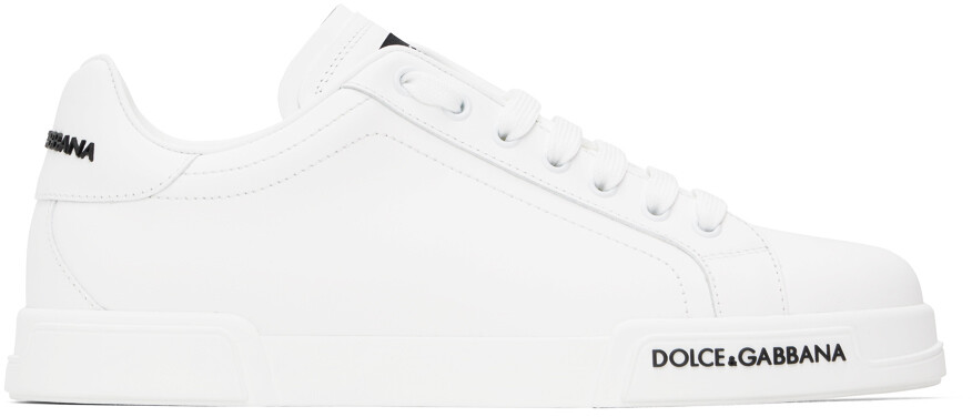 

Белые кожаные кроссовки Dolce&Gabbana