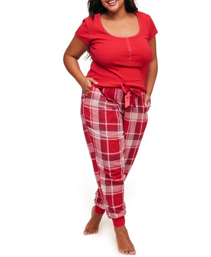 Женская пижамная футболка больших размеров Caileigh & Комплект для бега Adore Me, красный фланелевые джоггеры zara мягкий серый
