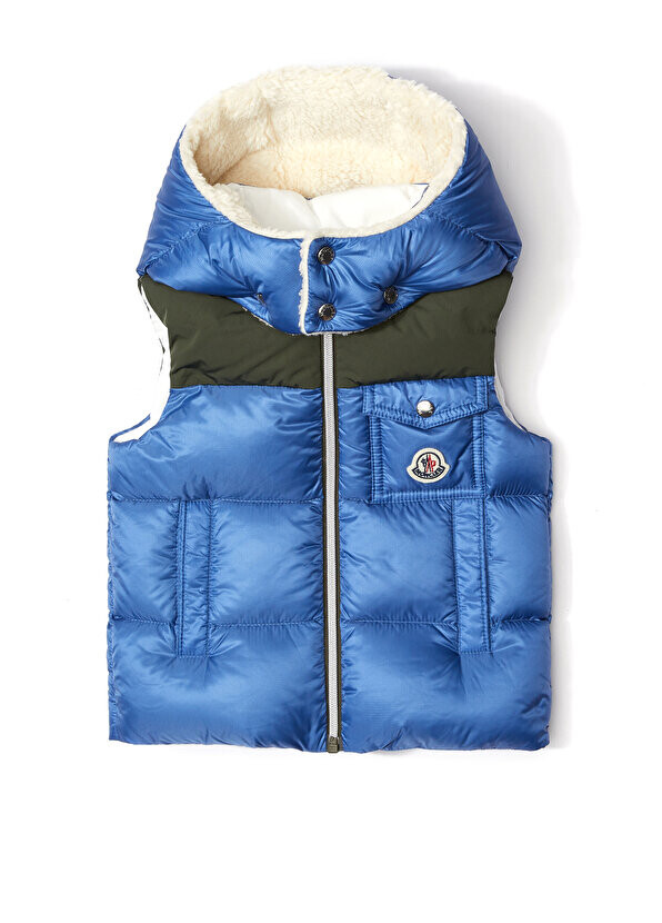 

Бирюзовый жилет для мальчика с капюшоном Moncler