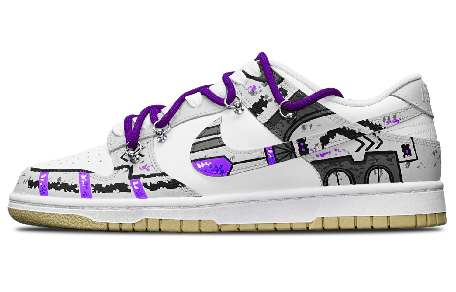 

Кроссовки Nike Dunk Skateboard Shoes Men Low-Top Grey/white/purple/black