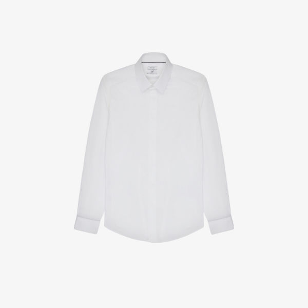 Рубашка Kiana узкого кроя из хлопка стрейч Reiss, белый цена и фото