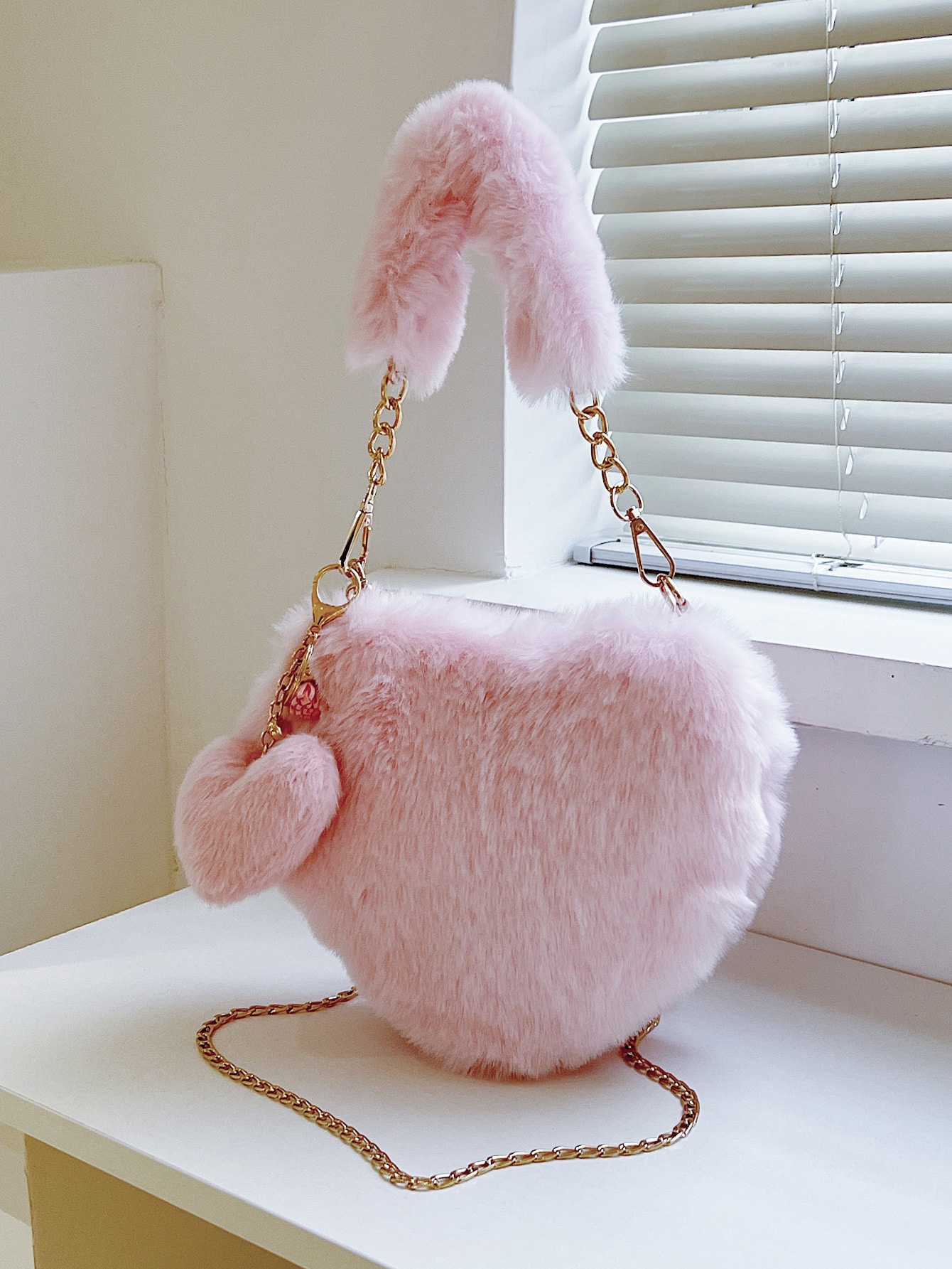 1 шт. однотонная плюшевая сумка в форме любви, детский розовый