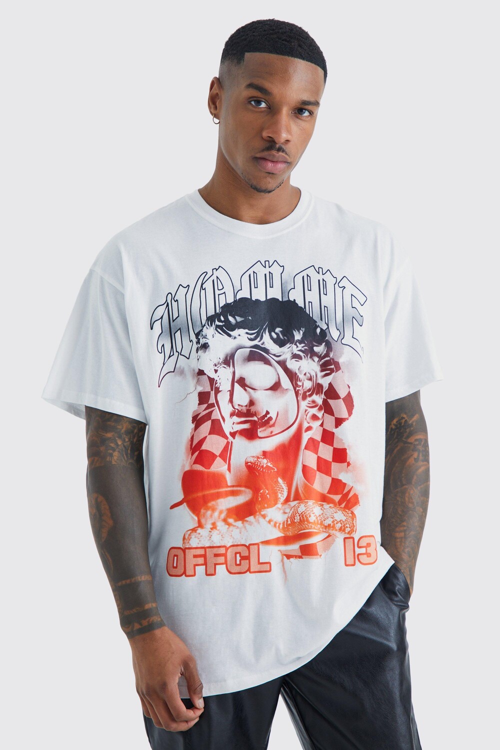 

Футболка oversize homme с графикой Boohoo, белый
