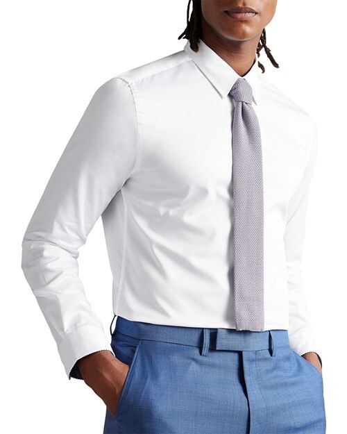 

Однотонная классическая рубашка на пуговицах Holmess Slim Fit Ted Baker, цвет White