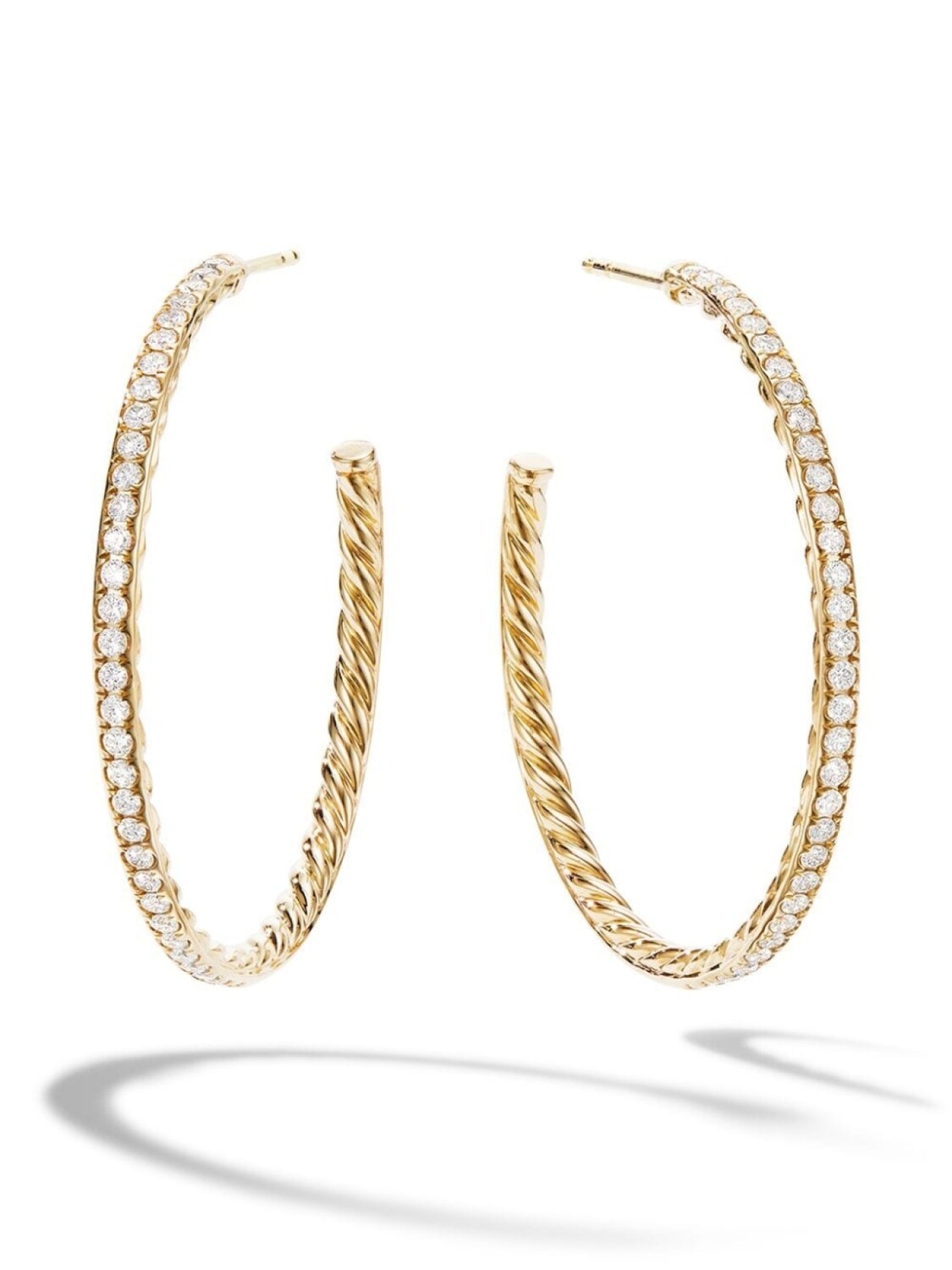 

Золотые серьги-кольца Pavé с бриллиантами David Yurman, золотой