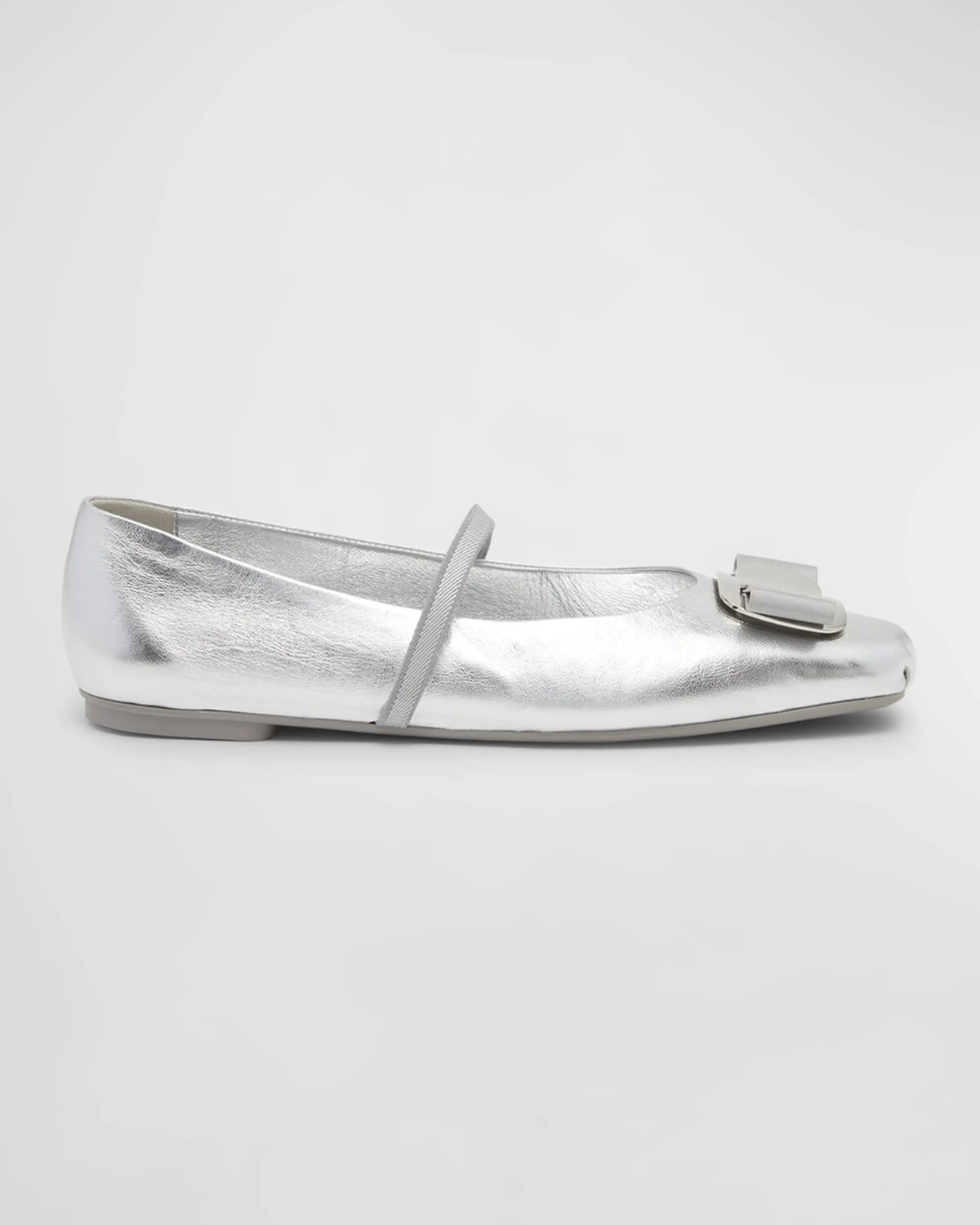 

Балетки Мэри Джейн с металлизированным бантом Zina Ferragamo, цвет Silver