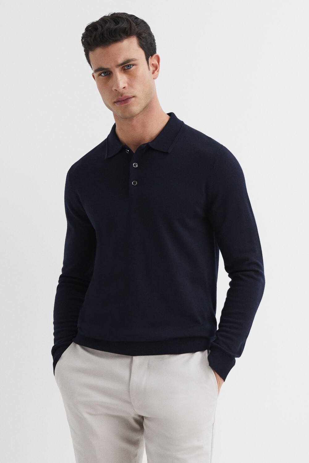 

Рубашка поло из шерсти мериноса Trafford Reiss, синий