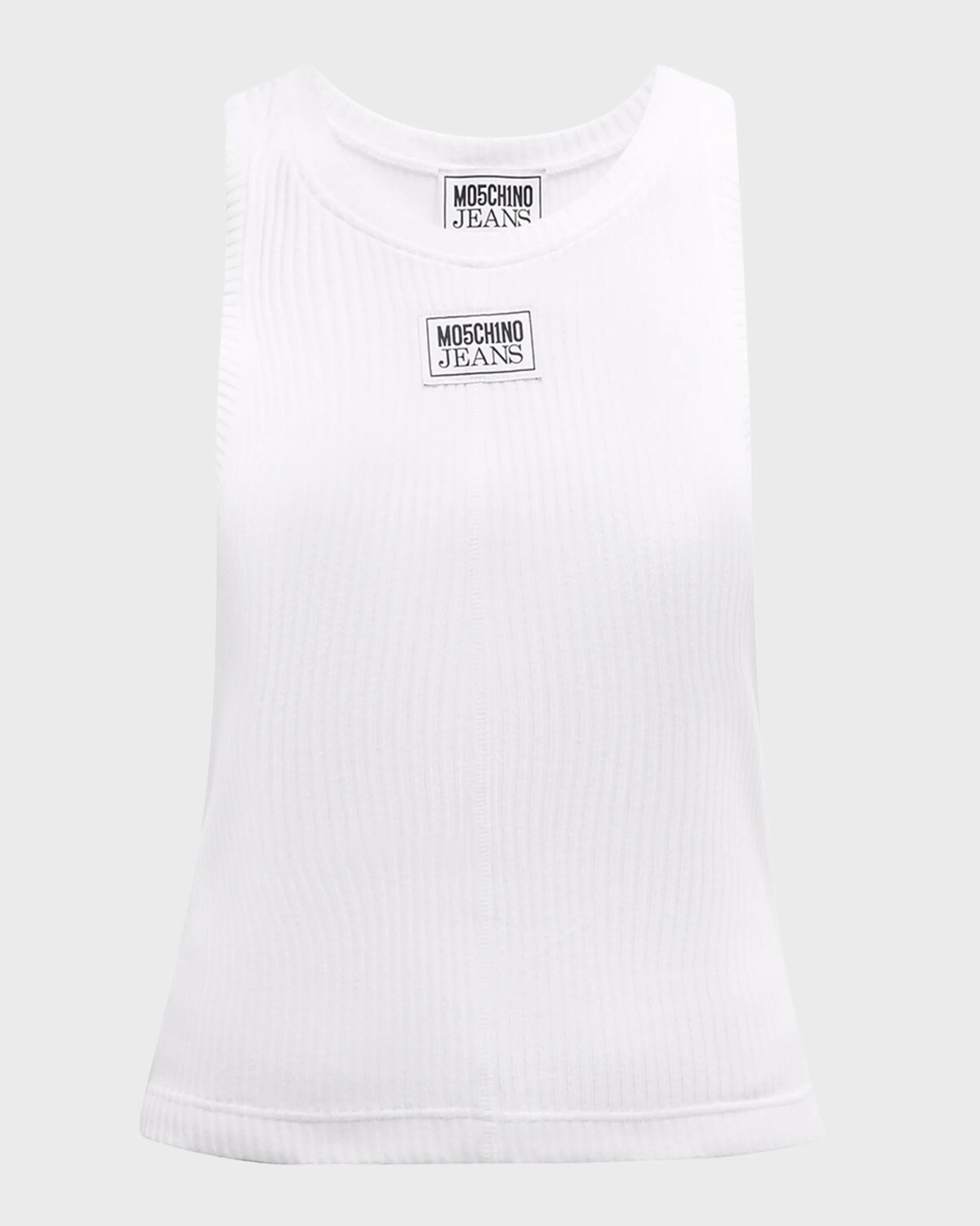 

Майка с фирменным ребристым логотипом Moschino Jeans, цвет Fantasy Print White