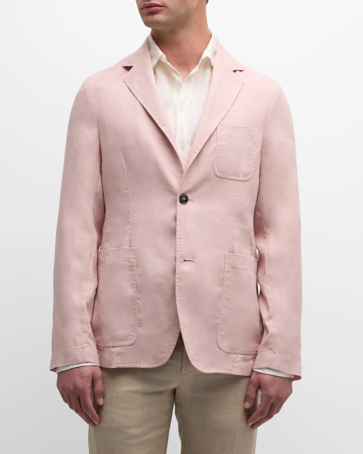 

Мужской льняной пиджак на двух пуговицах Canali, цвет Pink
