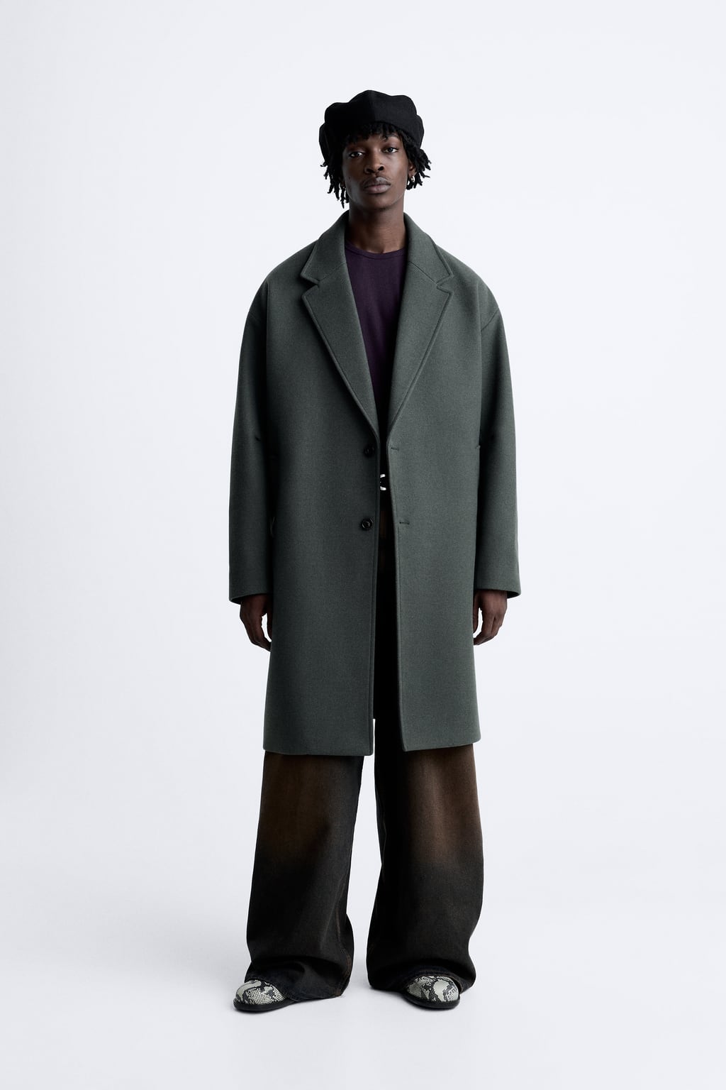 

Пальто оверсайз ZARA, зеленый