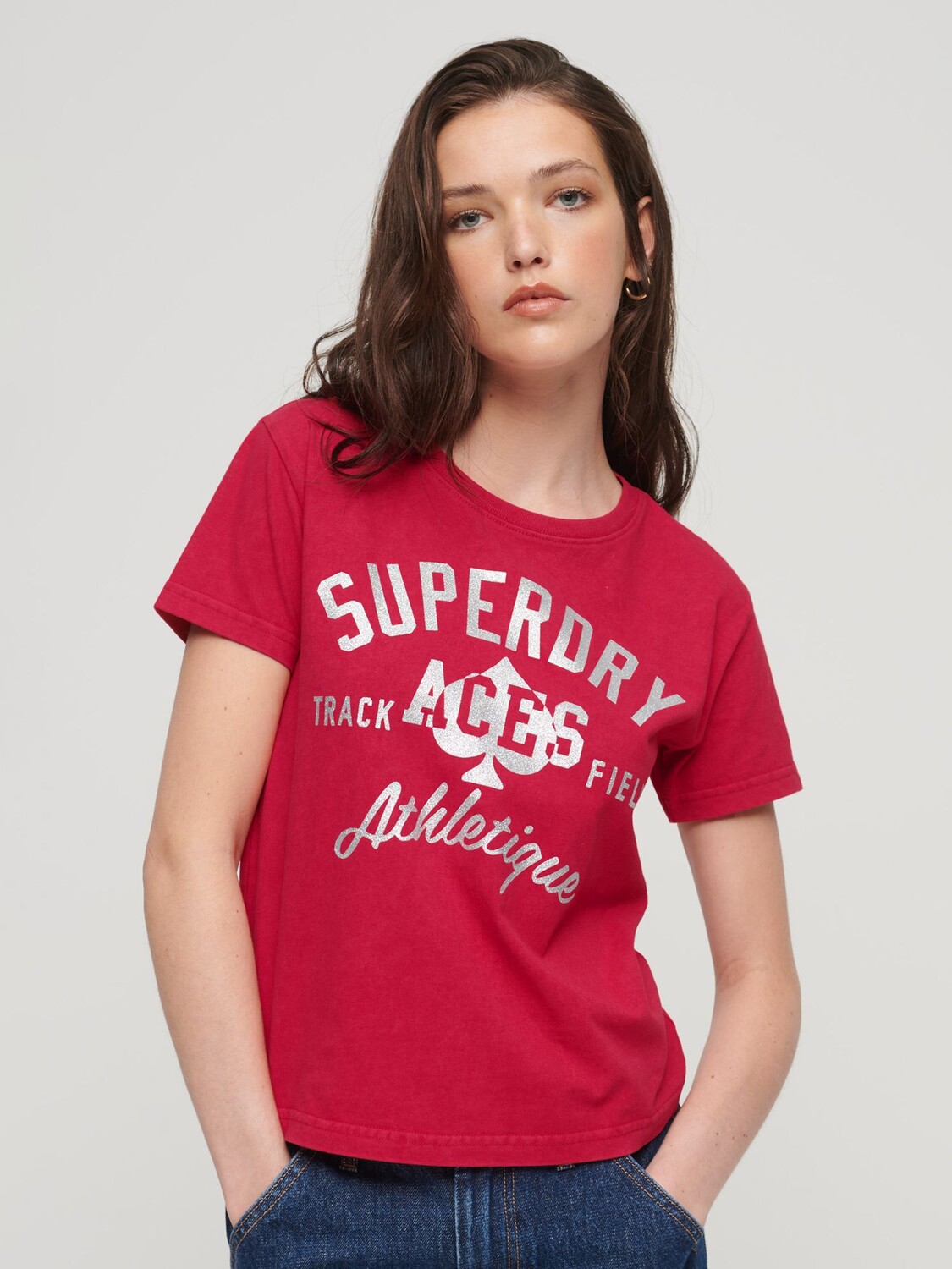 

Футболка с графическим рисунком для колледжа Superdry, красный/мульти