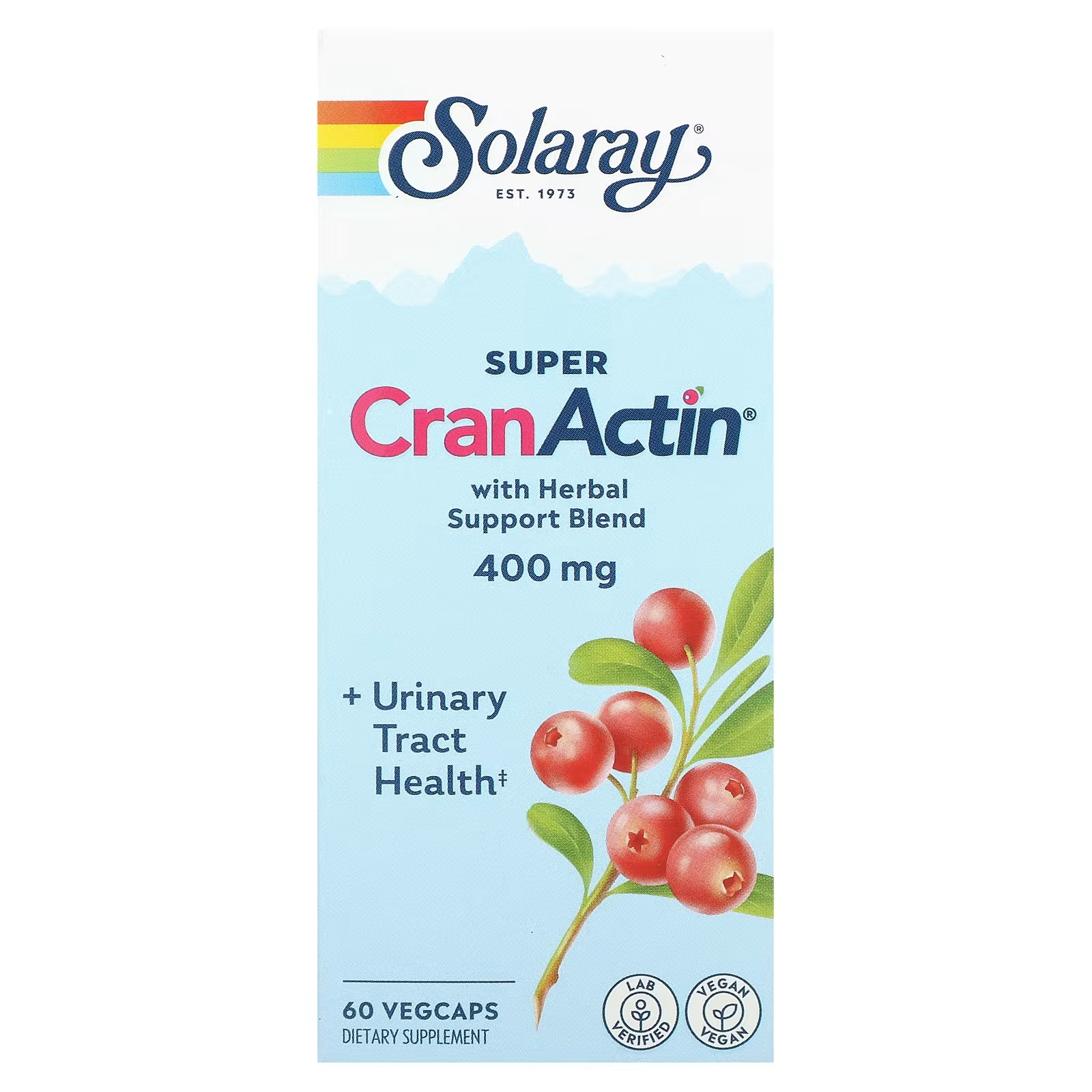 Solaray Super CranActin со смесью травяной поддержки 400 мг 60 растительных капсул solaray super cranactin со смесью травяной поддержки 400 мг 60 растительных капсул