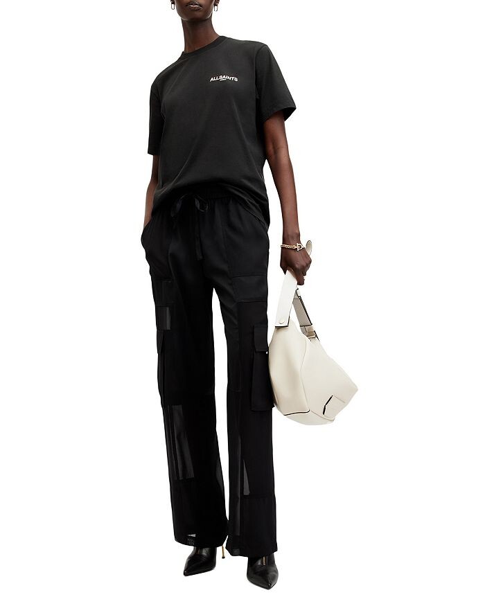 

Хлопковая футболка-бойфренд ALLSAINTS Fleurir, черный