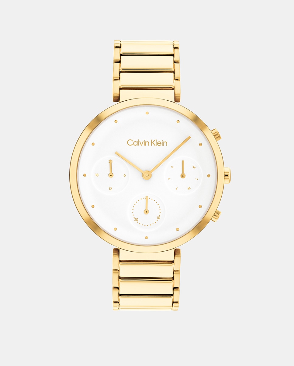 Минималистичные многофункциональные женские часы T-BAR 25200284 из золотой стали Calvin Klein, золотой браслет плетения якорное дельфин из желтого золота