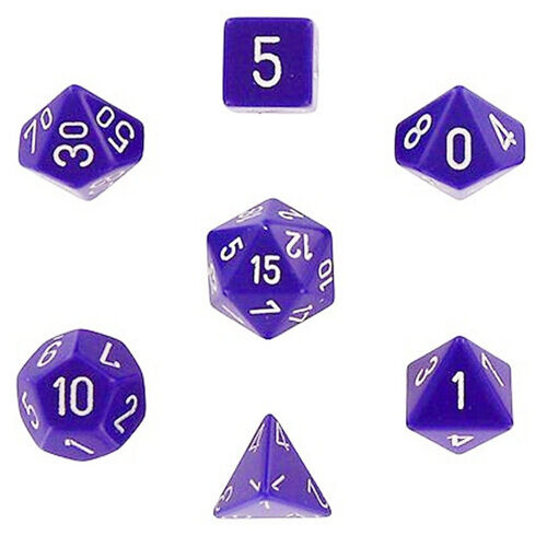 

Игровые кубики Opaque Polyhedral Dice 7 Set: Purple/White Chessex