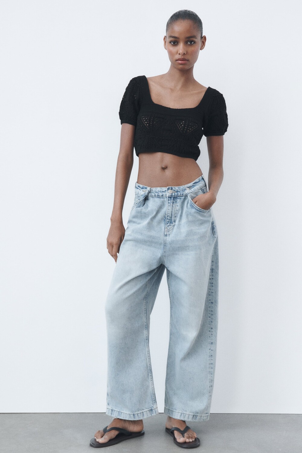 

Мини-топ крючком Zara, черный