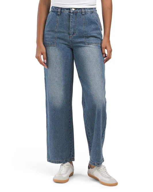 

Свободные прямые джинсы с высокой посадкой Le Lis, цвет Washed Denim
