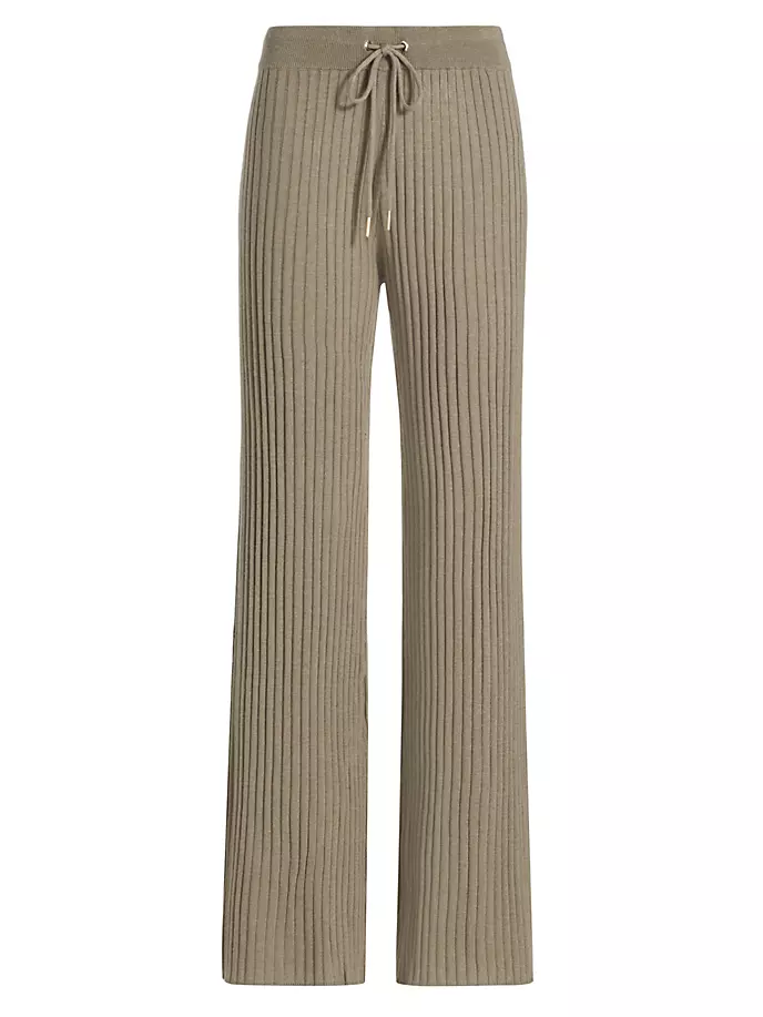 

Широкие брюки вязки в рубчик на кулиске Stellae Dux, цвет vintage olive branch