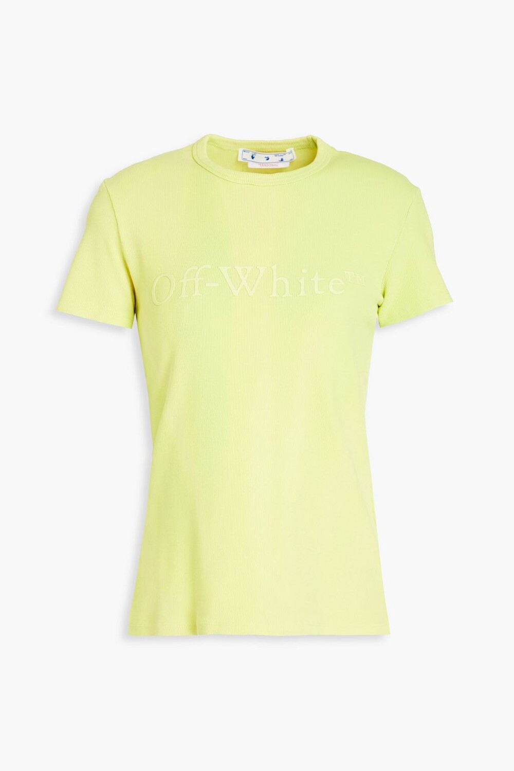 

Футболка из хлопкового джерси стрейч с неоновым принтом Off-White, шартрез