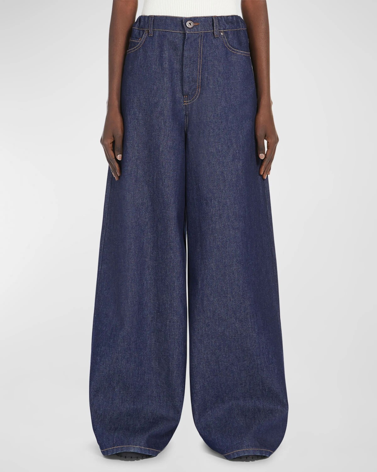 

Широкие хлопковые джинсовые брюки Malia Weekend Max Mara, темно-синий