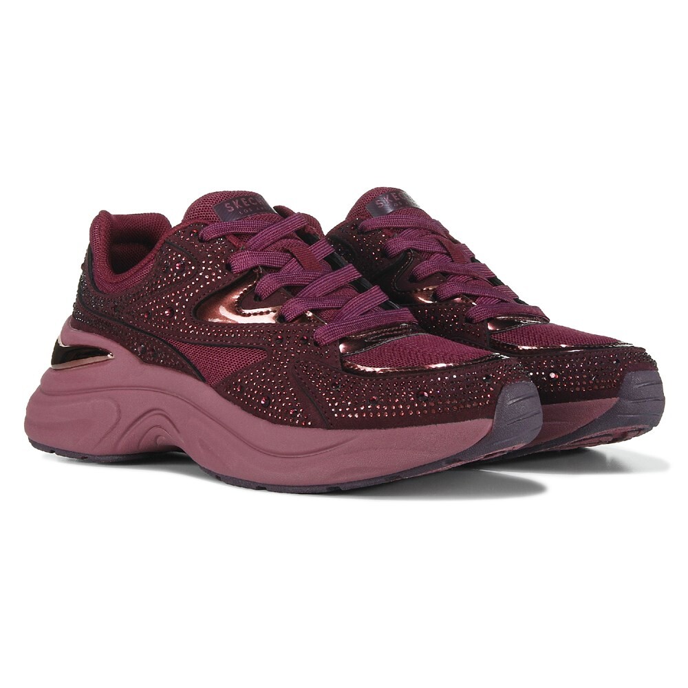 

Женские кроссовки орехового цвета со стразами Skechers, цвет plum