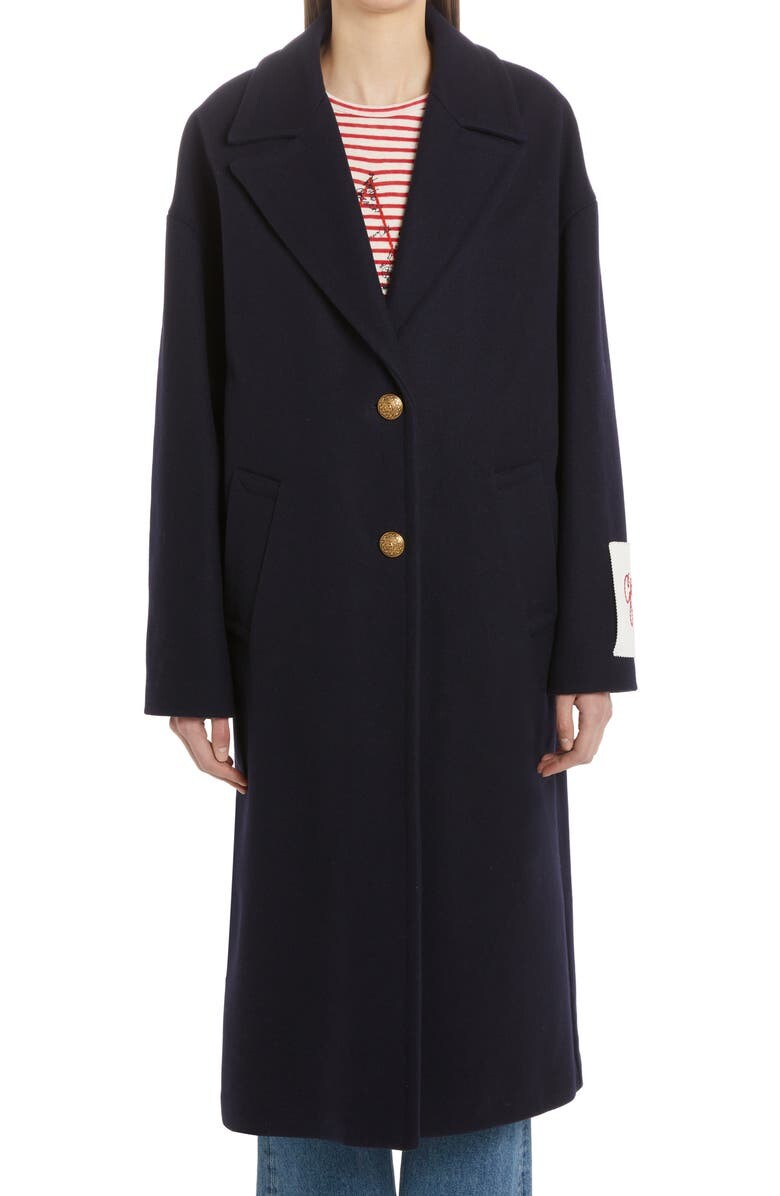 

2B Oversize-пальто из смесовой шерсти Virgin GOLDEN GOOSE, темно-синий