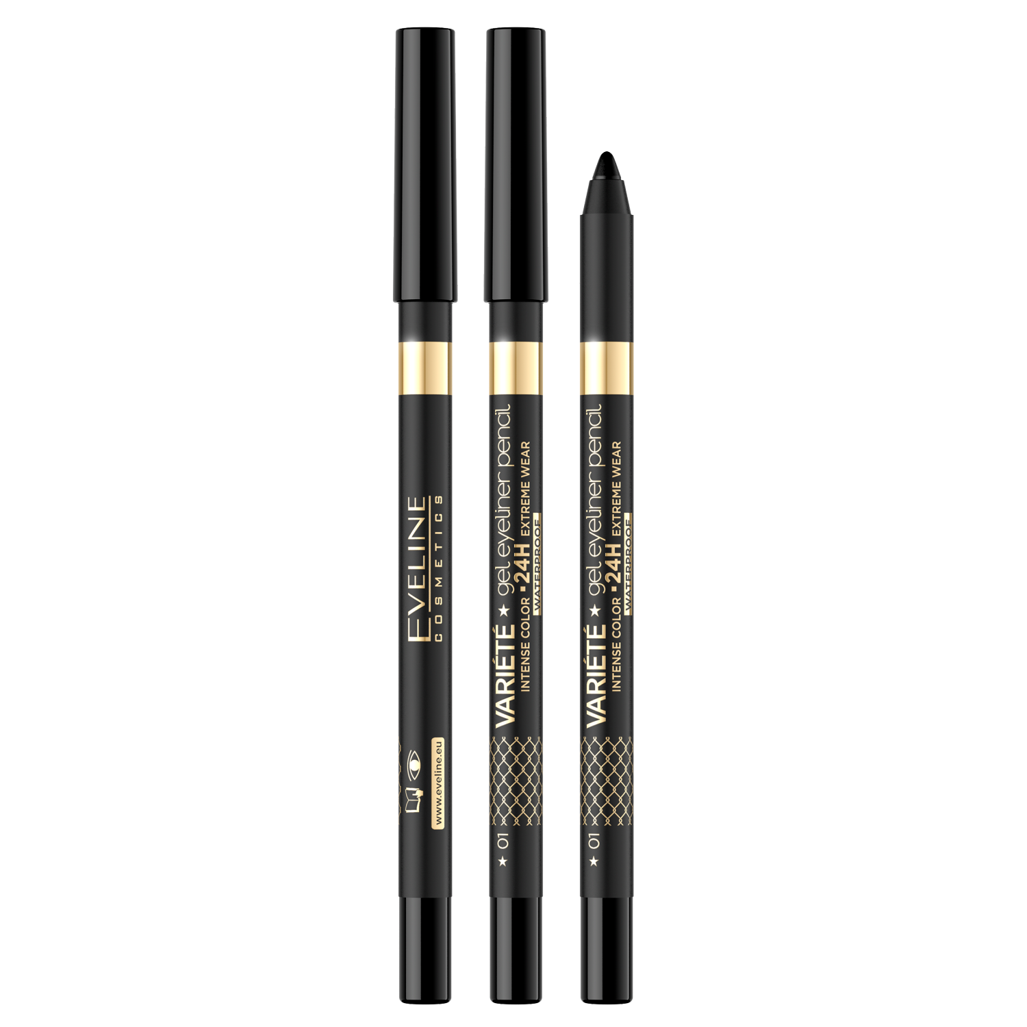 Водостойкий гель-карандаш для глаз черный Eveline Cosmetics Variété, 9 мл