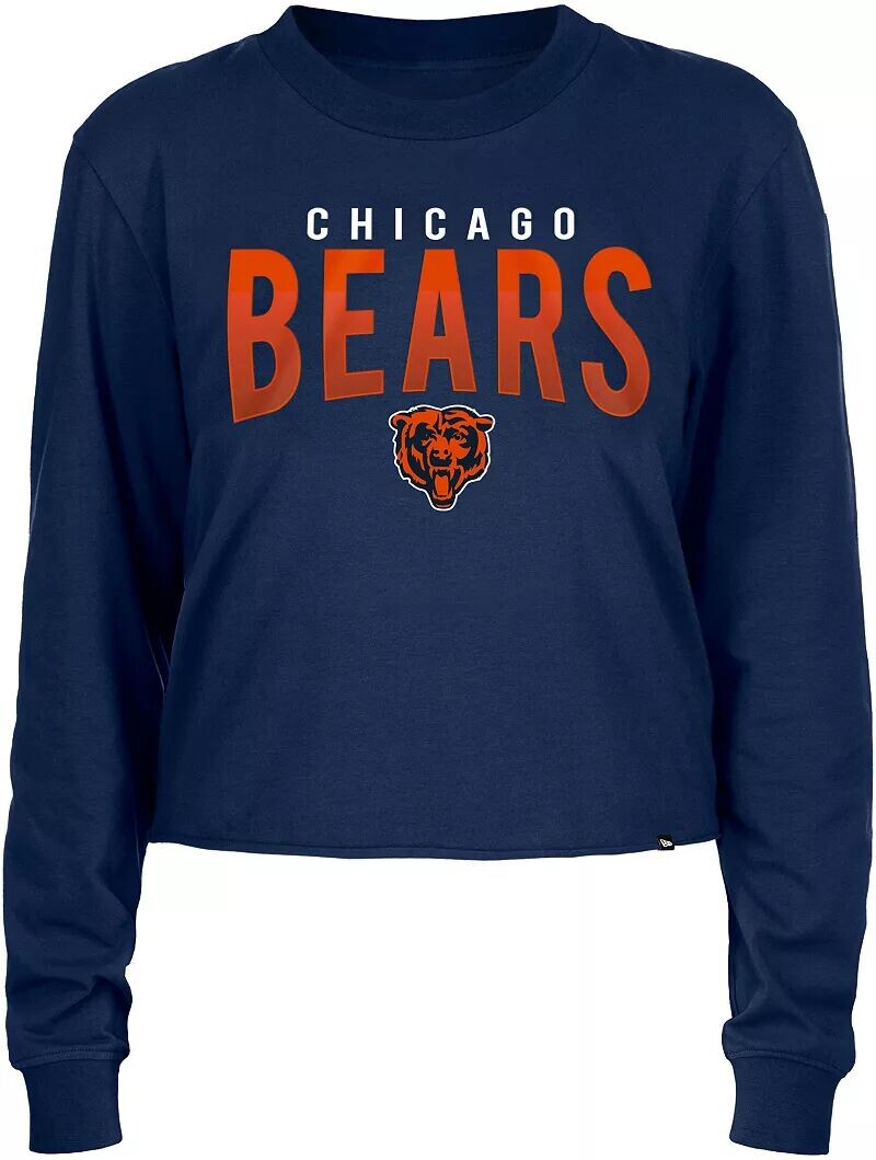 

Темно-синий спортивный укороченный топ с длинными рукавами New Era для женщин Chicago Bears