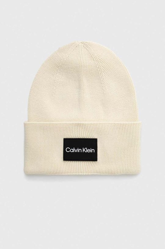 Хлопчатобумажная шапка Calvin Klein, бежевый фото