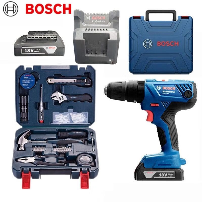 Дрель электрическая Bosch GSB 180-Li + насадки, аккумулятор 2.0Ah, зарядное устройство