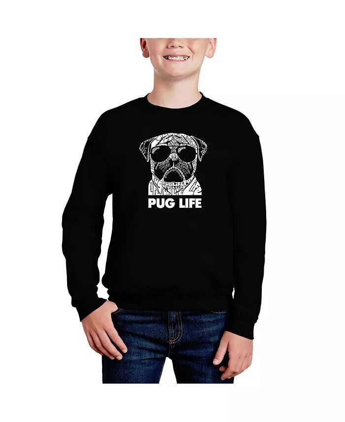 

Pug Life — толстовка с круглым вырезом Big Boy's Word Art La Pop Art, красный