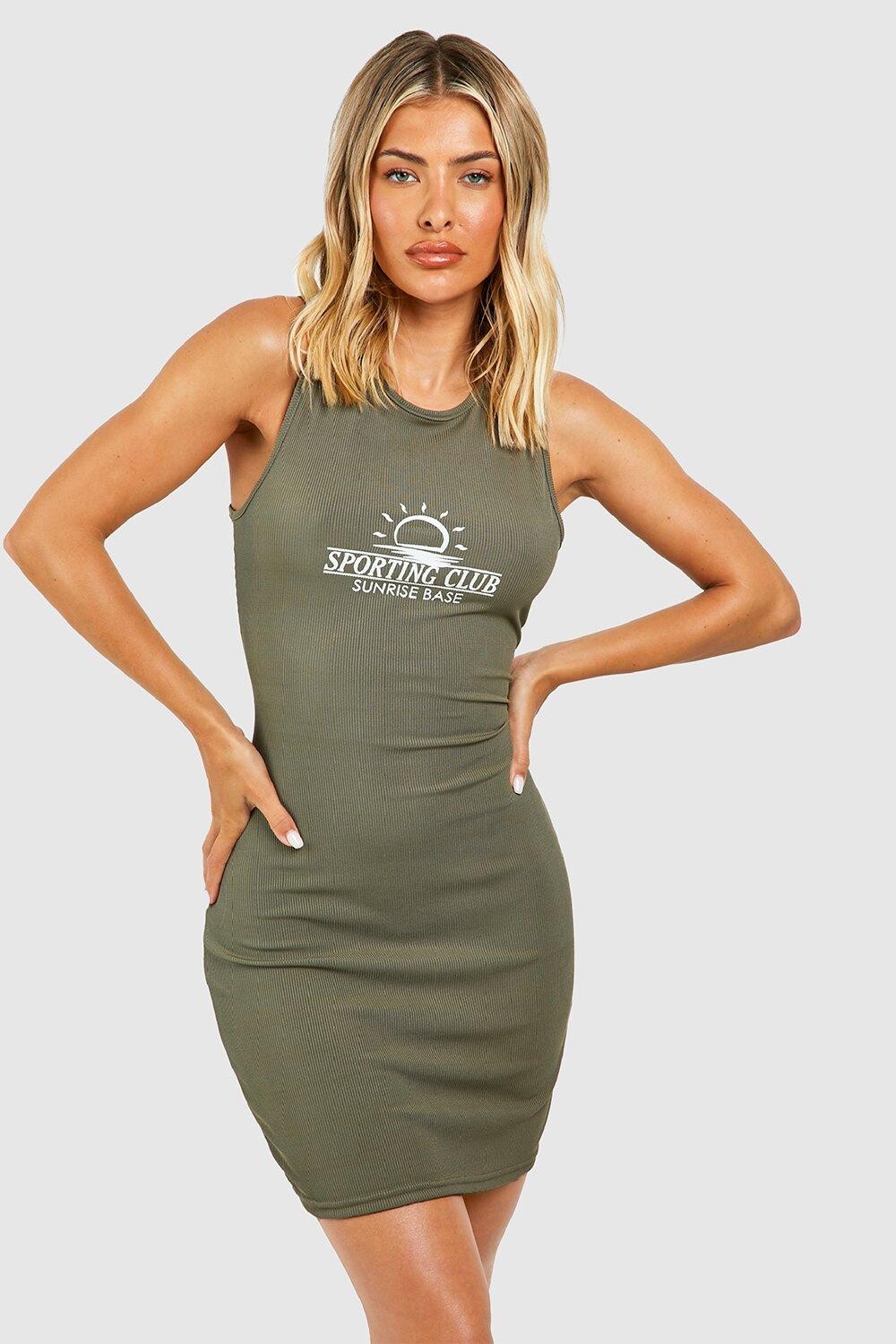 

Мини-пляжное платье sporting club Boohoo, хаки