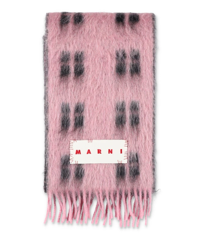 

Розовый шарф в клетку aw24 Marni, розовый
