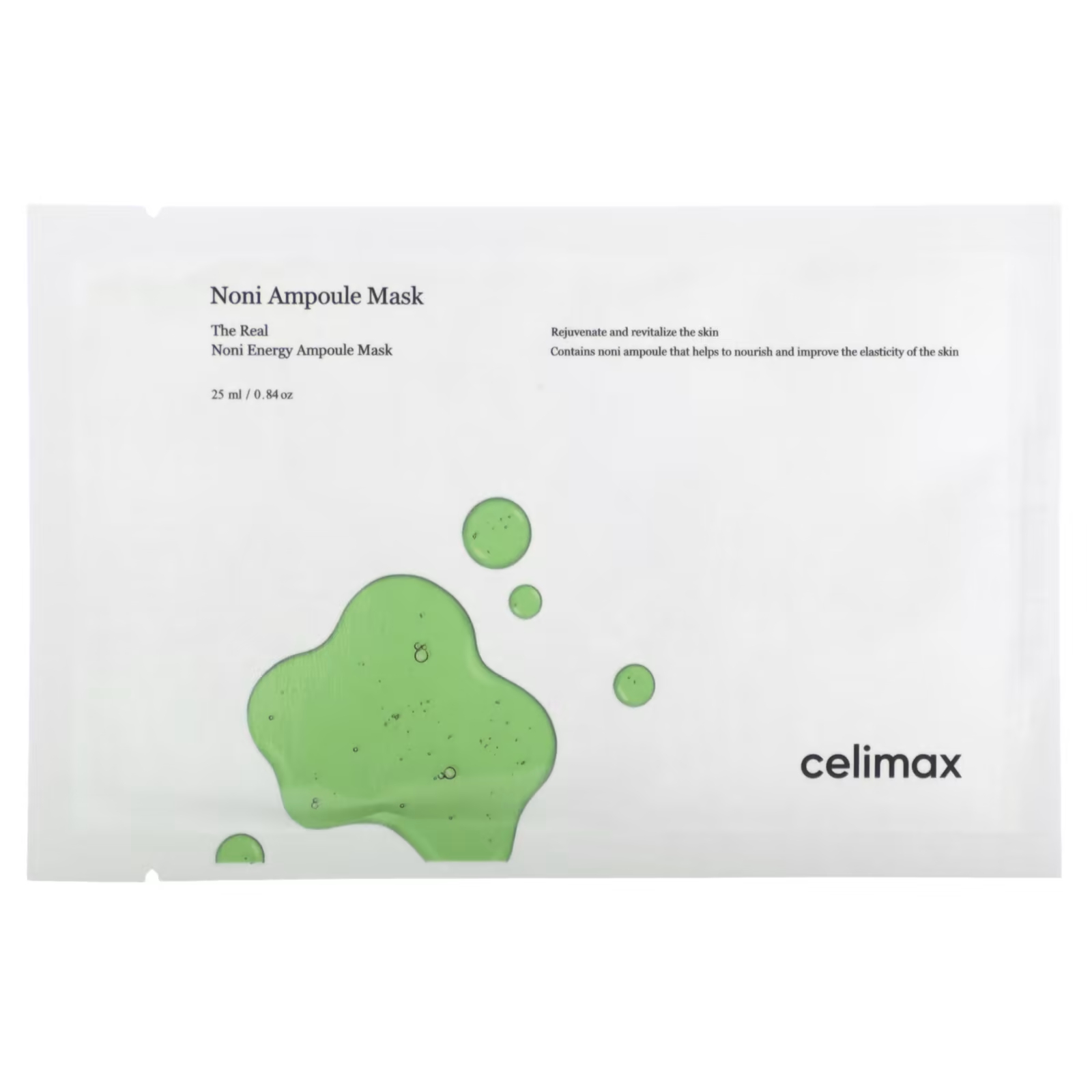Косметическая маска CeliMax Noni Ampoule, 5 листов ампульная сыворотка для лица с экстрактом нони celimax real noni energy ampoule 30 мл