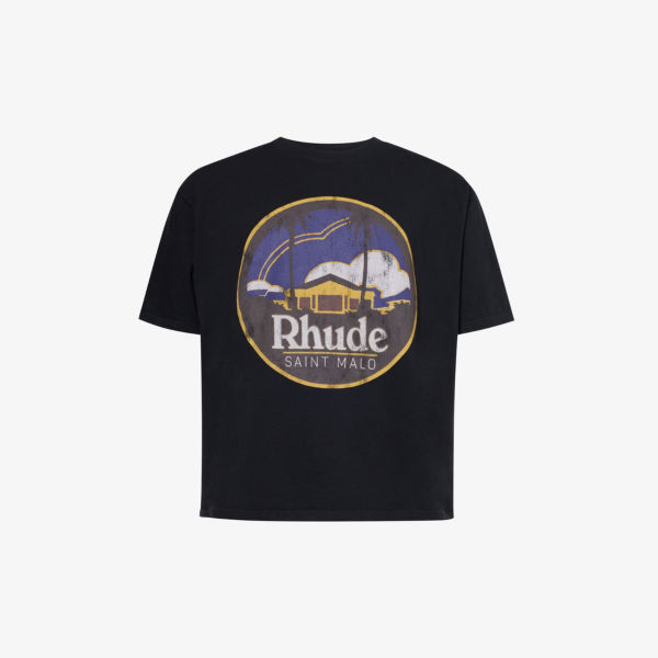 

Футболка saint-malo из хлопкового джерси с графичным принтом Rhude, черный