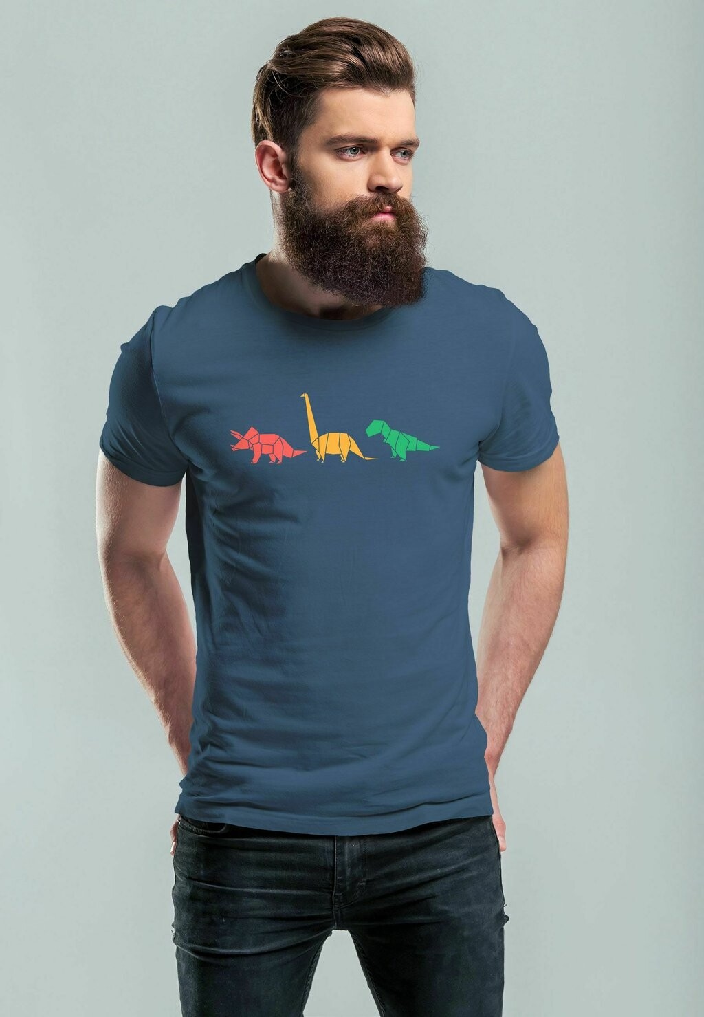 

Футболка с принтом DINOSAURIER POLYGON TIERE GEOMETRIC FASHION STREETSTYLE Neverless, цвет denim blue