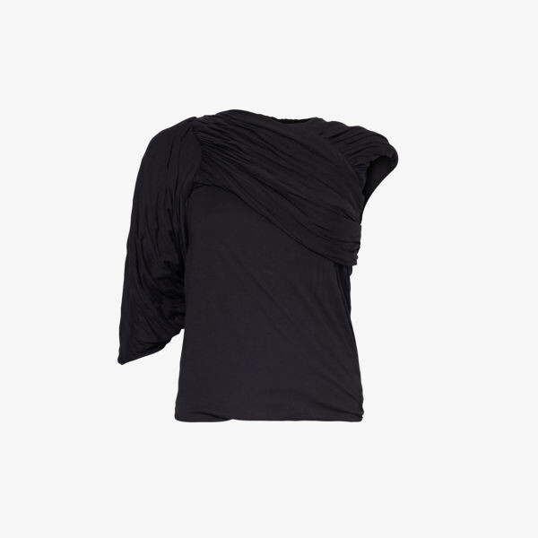 

Драпированный топ из хлопкового джерси с асимметричным вырезом Rick Owens, черный